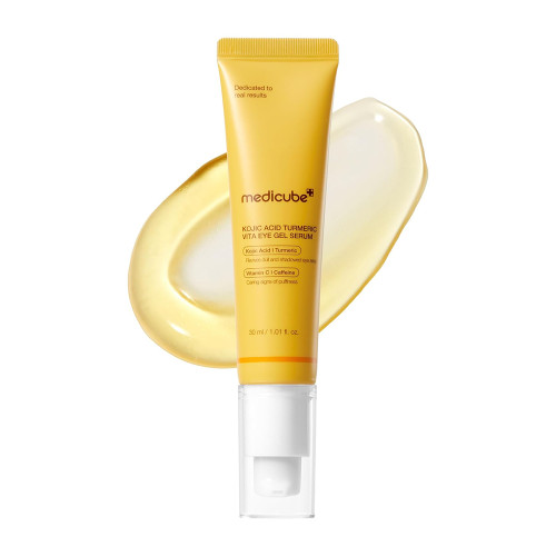 سرم ژلی دور چشم کوجیک اسید و زردچوبه مدی کیوب ضد پف و روشن کننده