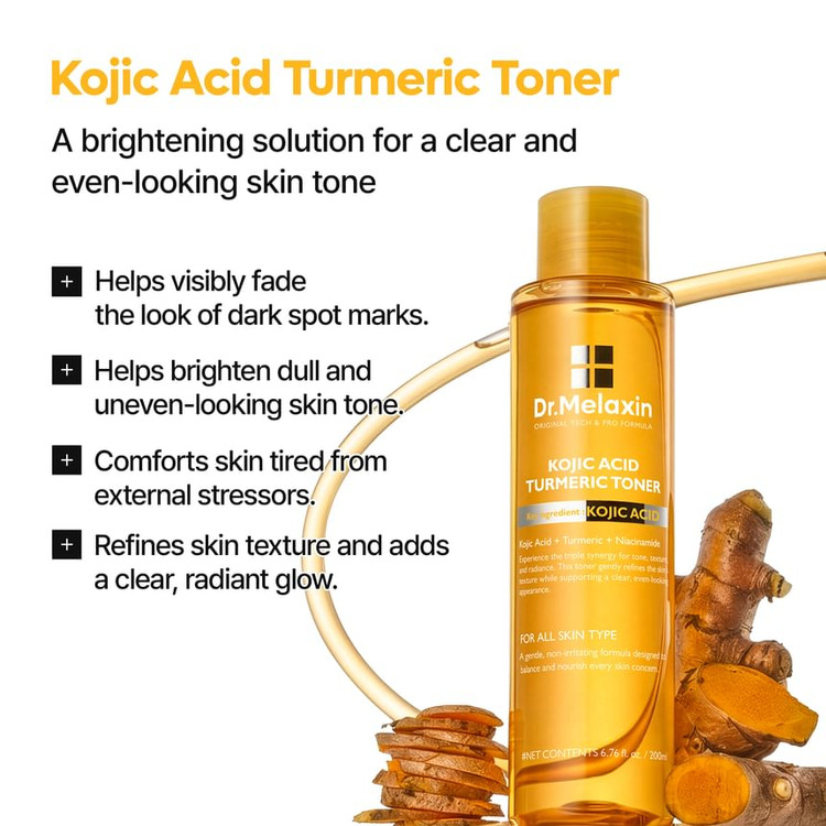 تونر روشنکننده و ضدلک کوجیک اسید و زردچوبه دکتر ملاکسین Dr.Melaxin Kojic Acid Turmeric Toner