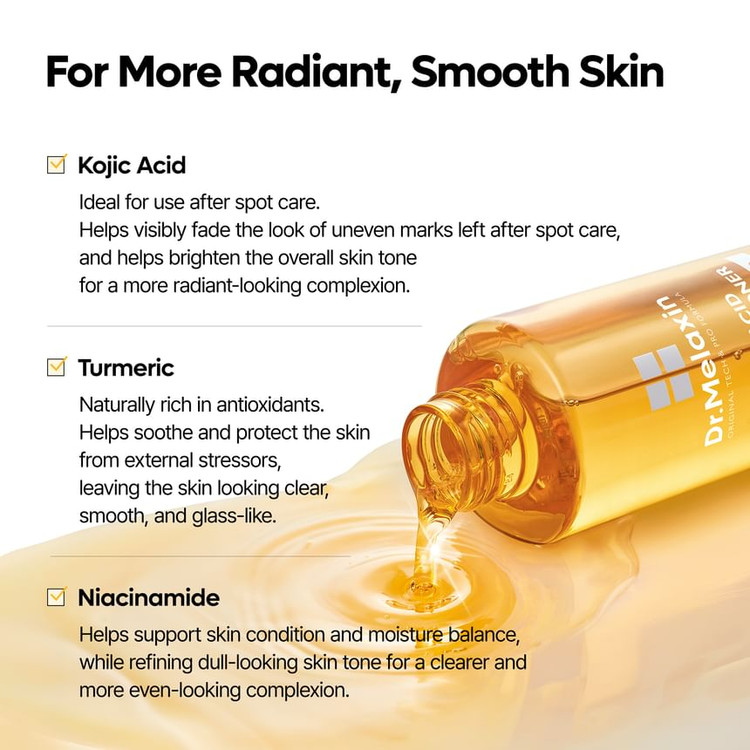 تونر روشنکننده و ضدلک کوجیک اسید و زردچوبه دکتر ملاکسین Dr.Melaxin Kojic Acid Turmeric Toner