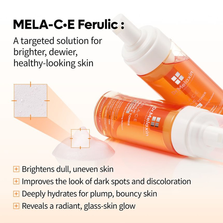 تونر حبابی روشنکننده و آبرسان رتینال دکتر ملاکسین مدل Mela-C·E Ferulic، حجم ۱۵۰ میلیلیتر