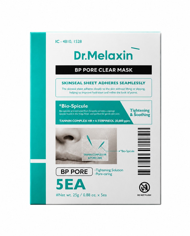 ماسک ورقهای آبرسان و کنترل منافذ دکتر ملاکسین Dr.Melaxin BP Pore Clear Masks