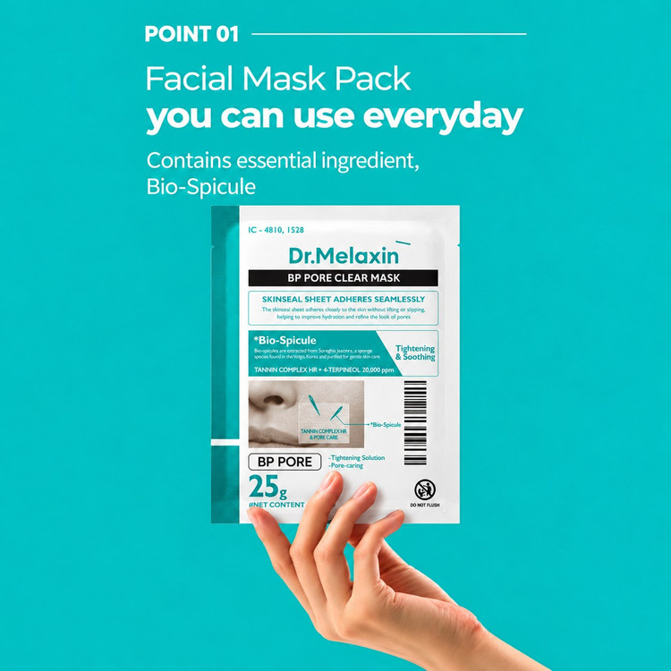 ماسک ورقهای آبرسان و کنترل منافذ دکتر ملاکسین Dr.Melaxin BP Pore Clear Masks