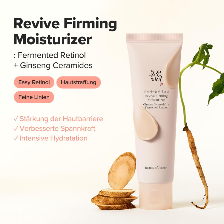 کرم مرطوب کننده رتینول تخمیری جینسینگ و سراماید بیوتی آف جوسان ضد چروک و جوانساز پوست Beauty of Joseon Revive Firming Moisturizer Ginseng Ceramide + Fermented Retinol