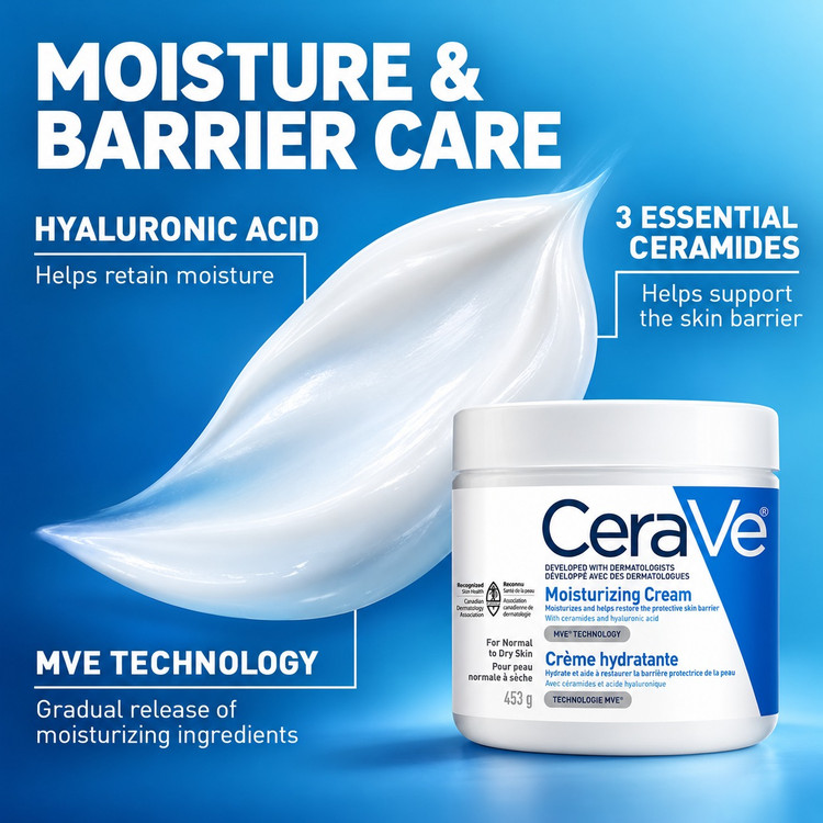 کرم مرطوبکننده صورت و بدن سراوی ۴۵۴ گرم | CeraVe Moisturizing Cream