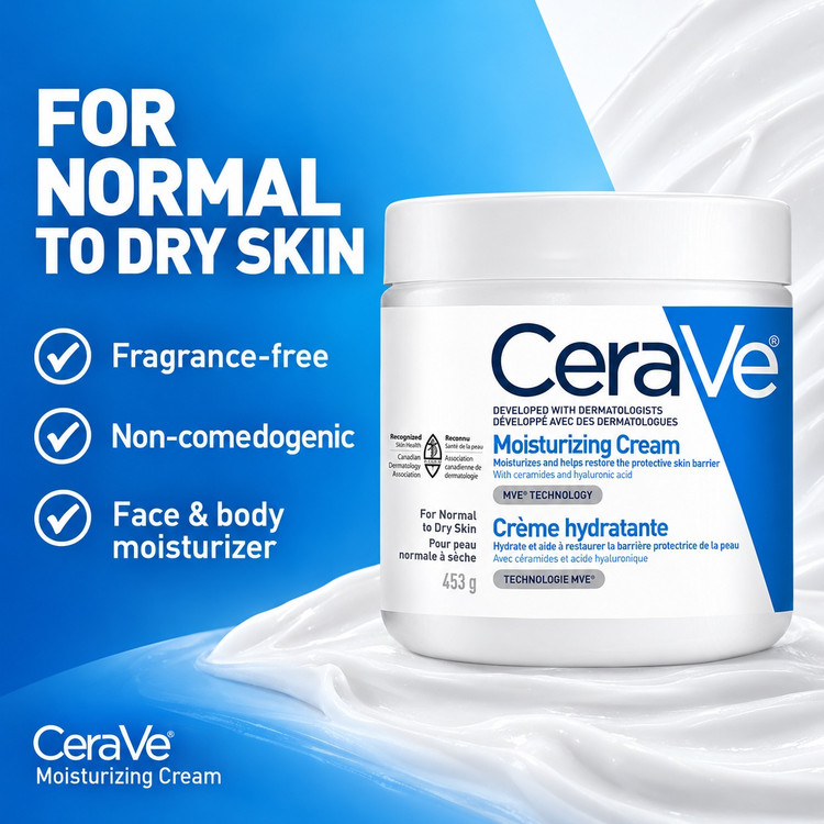 کرم مرطوبکننده صورت و بدن سراوی ۴۵۴ گرم | CeraVe Moisturizing Cream