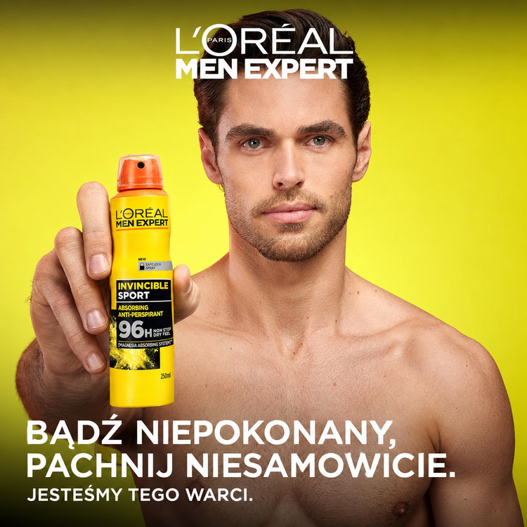 اسپری ضدتعریق مردانه لورآل من اکسپرت مدل Invincible Sport با محافظت تا ۹۶ ساعت